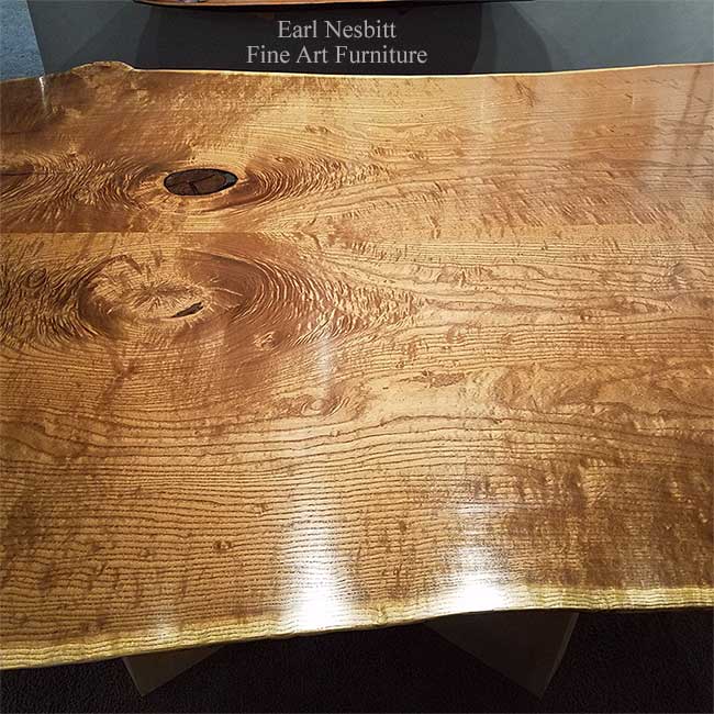 contemporary live edge table from above showing the middle